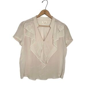 Urban Outfitters Silence + Noise Silk Short Sleeve Ruffle Front Blouse Size S